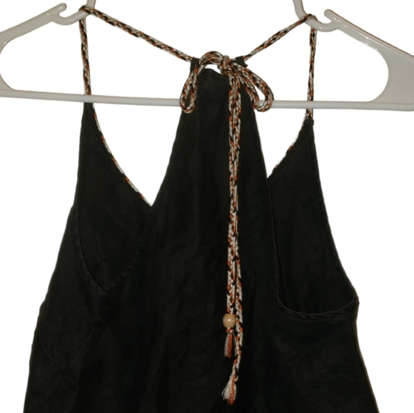 Black Halter Top w/ back Drawstring Tie - Picture 3 of 3